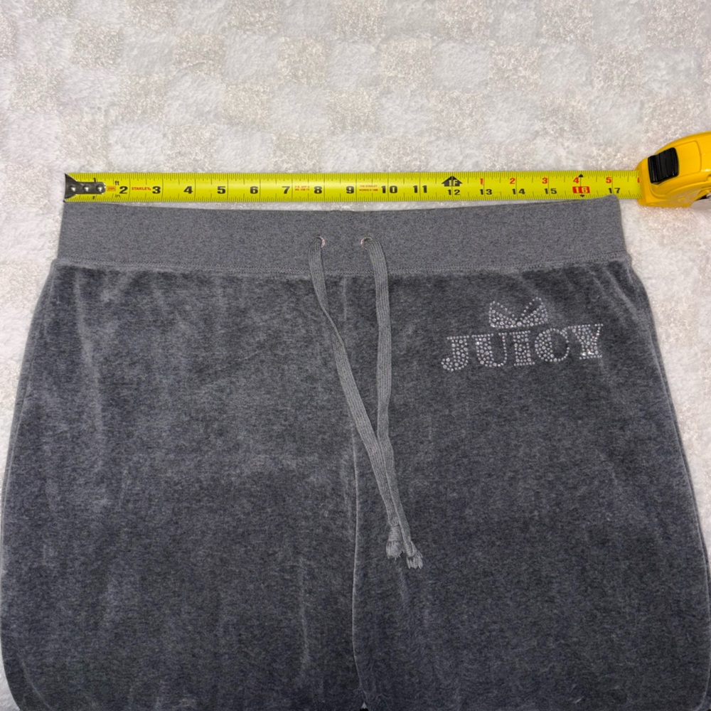 Juicy Couture Charcoal Gray Velour Trousers • Size Large - Picture 6 of 11